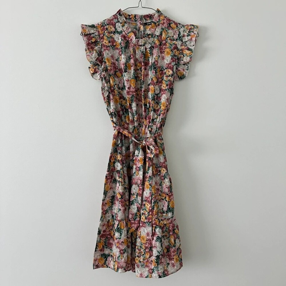 Autumn floral ruffle mini dress